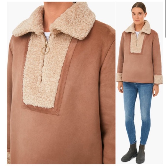 Tuckernuck | NEW Stella Camel Shearling 1/4 Zip Sherpa Jacket Size M - Picture 2 of 2